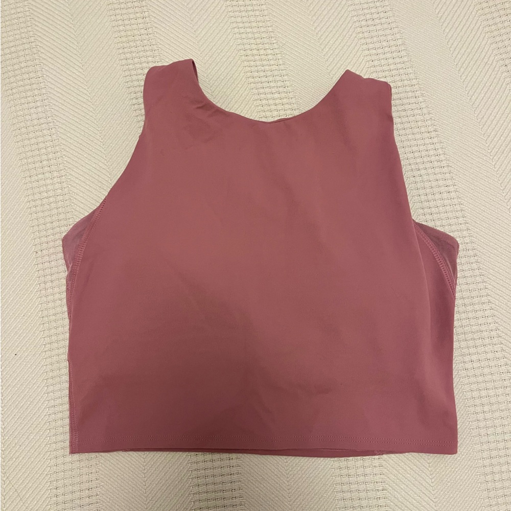 Pink Cropped Racerback Workout Top